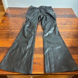 Dollhouse Black Faux Leather Flare Bell Bottom Pants Women Size 3/4